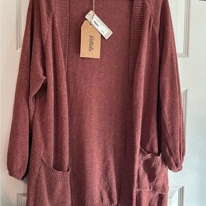 Lizard Thicket Open-Front Cardigan - Medium Rust Color NWT
